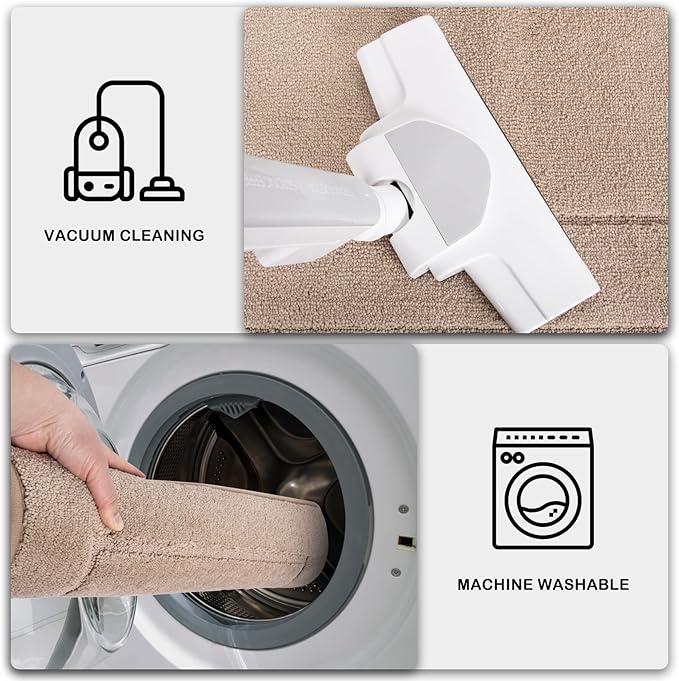 PURRUGS Machine Washable Kitchen Runner Rug 24" x 59", Non-Slip/Skid Hallway Runner Rug, Super Absorbent Soft Area Rug for Kitchen, Hallway & Laundry, Beige