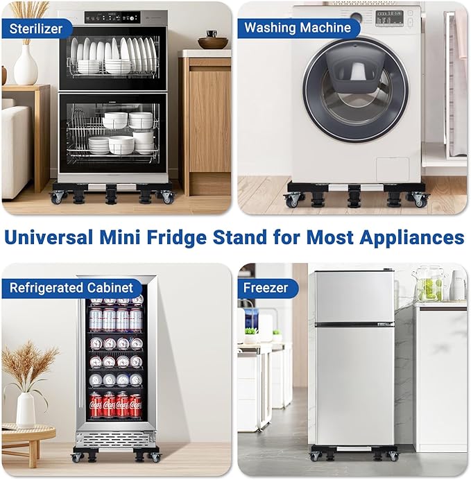 Nefish Upgraded 24-31 Inch Full-size Washing Machine Stand Base with 4 Wheels and 10 Feet Washer and Dryer Dolly Mini Fridge Stands Refrigerator Pedestal for Home Appliance