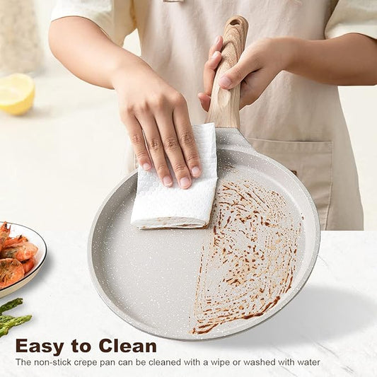 Bobikuke 10 inch Crepe Pan, Nonstick Pan for Crepes Omelette Tortillas, Dosa Tawa Tortilla Pan, Griddle Pancake Pan for Roti Indian, Induction Compatible