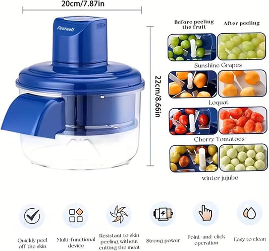 Featwell Electric Grape Peeling Machine, Automatic Vegetable Peeler for Grape Cherry & Garlic Tomato, 20-Second Fast Peeling, Rechargeable & Easy Wash, for Home and Commercial Kitchens