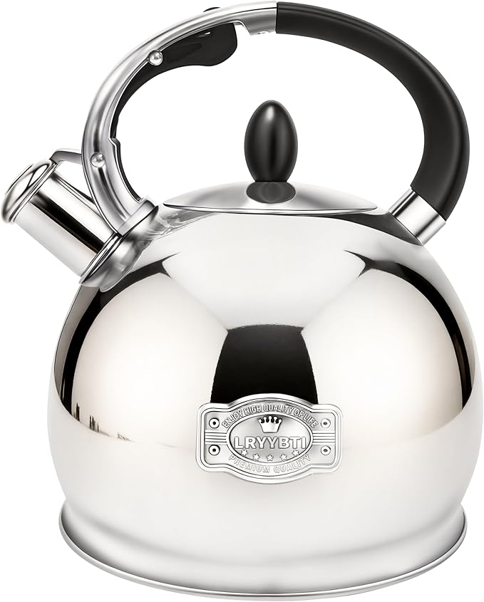 Whistling Tea Kettle for Stovetop, (2.64 Quart-Mirror) Food Grade Stainless Steel Teapot of 5-layer base