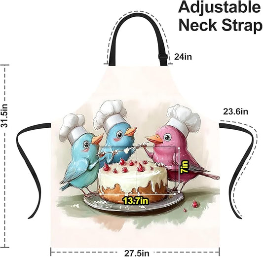 Funny Cat Apron with 2 Pockets Waterproof for Men Women Kitchen Garden Decor