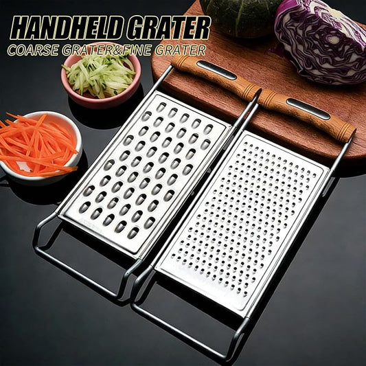 2 Pack Cheese Grater Handheld,Stainless Steel Zester Set of 2, Kitchen Flat Handheld Grater For Potato, Vegetable Chocolate, Spices,Carrot, Butter,Parmesan Cheese(Coarse Grater&Fine Grater)