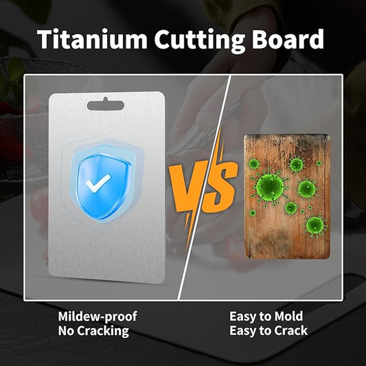 Titanium Cutting Board, Titanium Cutting Boards for Kitchen Double-Sided Stainless Steel Cutting Board Durable Non Toxic Food-Grade Chopping Board for Meat Vegetable Fruit(18"L x 12"W)
