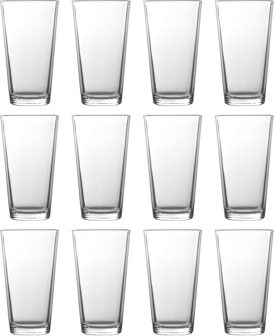 Fortessa Basics Barca Everyday 12 Pack Set Glassware Kitchen and Barware Great for: Beer, Cocktails, Water, Juice, Iced Tea, Soft Drinks., Pint/Mixing Glass, 17 Ounce