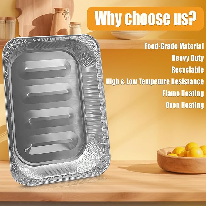 YLT WAX 12x16 Aluminum Foil Pans, 30 Pack Disposable Full Size Large Baking Pan for Roasting, Restaurants, Cooking, Heating, Buffets