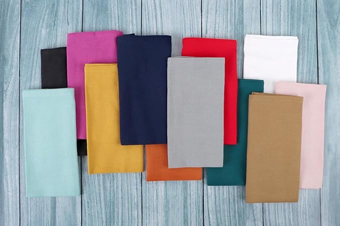 Fingercraft Cloth Napkins Set of 12, Cotton Linen Blend Napkins Cloth Washable Premium Quality Parties, Weddings, Mitered Dinner Napkin for Home Parties Christmas Thanksgiving 18x18 in Dusty Pink