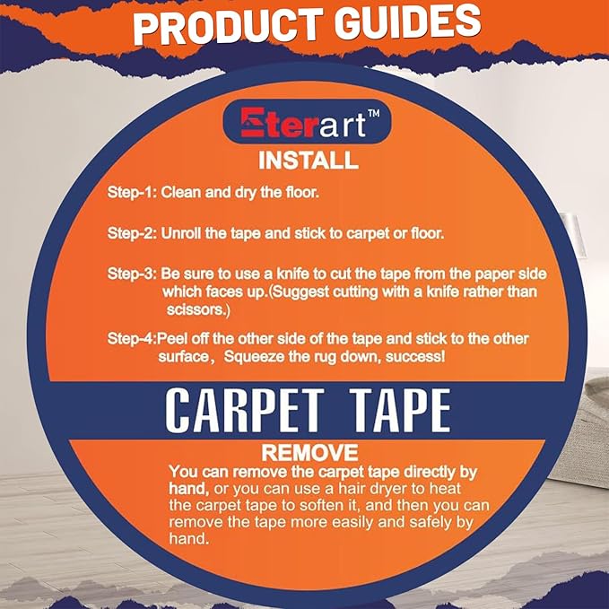 Double Sided Carpet Tape Heavy Duty for Area Rugs,Tile Hardwood Floors,Over Carpet,Rug Tape High Adhesive and Removable,Strong Sticky Tape,Residue Free,2 Inches x 10 Yards,White