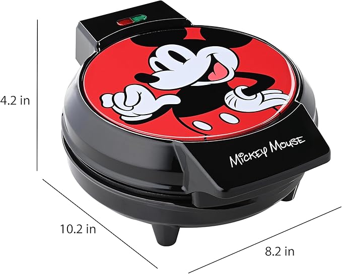 Disney Mickey Mouse 7" Round Waffle Maker by Select Brands - Premium Mickey Mouse Kitchen Appliance with Ceramic Nonstick Coating - Disney Kitchen Appliances - 7" Mickey Character Waffles