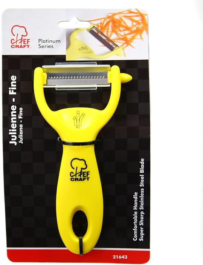 Chef Craft Classic Stainless Steel Blade with Plastic Handle Julienne Fine Grater, 5.5 inch, Yellow
