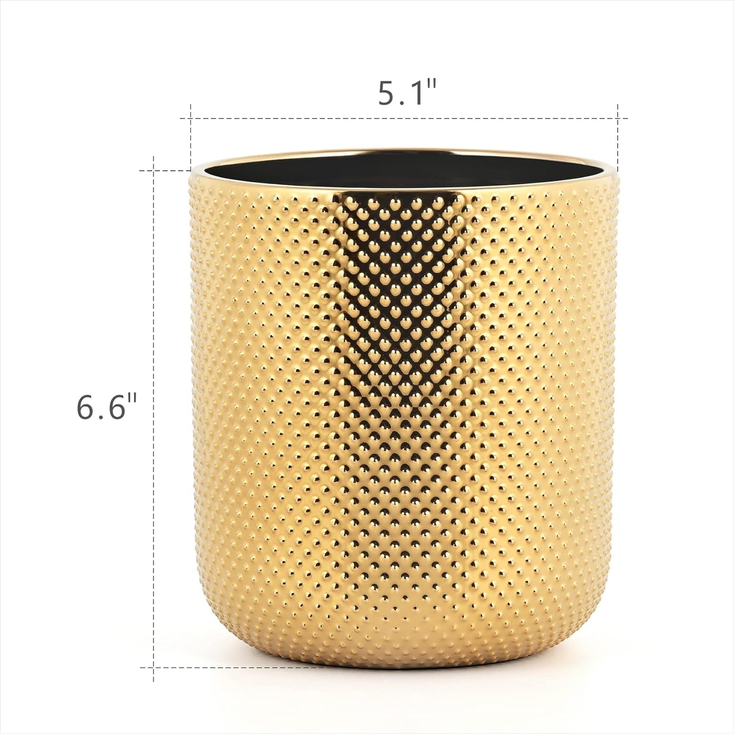 Ceramic Utensil Holder for Kitchen Counter, Gold Utensil Holder for Countertop, 5.1 W x 6.6 H inches