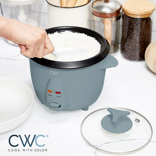 COOK WITH COLOR 6 Cup Rice Cooker 300W - Effortless Cooking and Perfectly, Cooks 3 Cups of Raw Rice for 6 Cups of Cooked Rice, Slate Blue