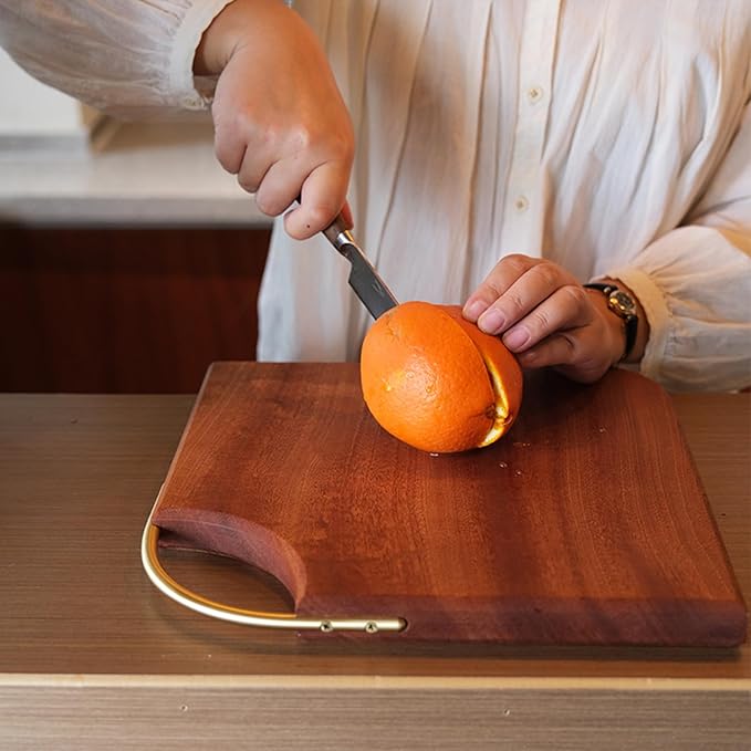 Wood Cutting Boards for Kitchen with Brass Handle, Reversible Wooden Chopping Board, 15" × 11"× 0.98" Thick, Serving Board for Meat, Vegetables, Bread, and Charcuterie(African Sapele Wood)