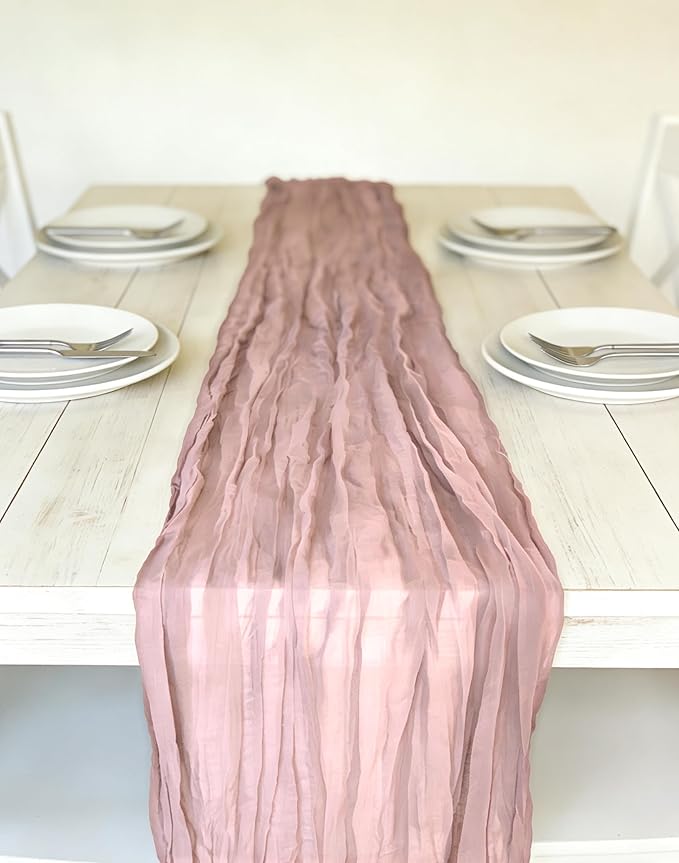 3 Pack Blushing Pink Cheesecloth Table Runner -17×120 Inch Gauze 10 FT Long Cheese Cloth Table Runners for Bridal Wedding Party Baby Shower Holiday Birthday Home Easter Decor (Blushing Pink, 3PC)
