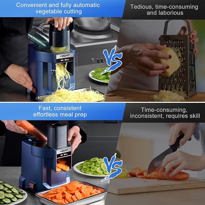 MOGAN 3-In-1 Electric Vegetable Chopper, Multifunctional Vegetable Slicer Fruit Food Processor, Auto Veggie Dicer Cutter Stainless Steel Blades for Slicing Shredder Dicing&Striping for Commercial Home