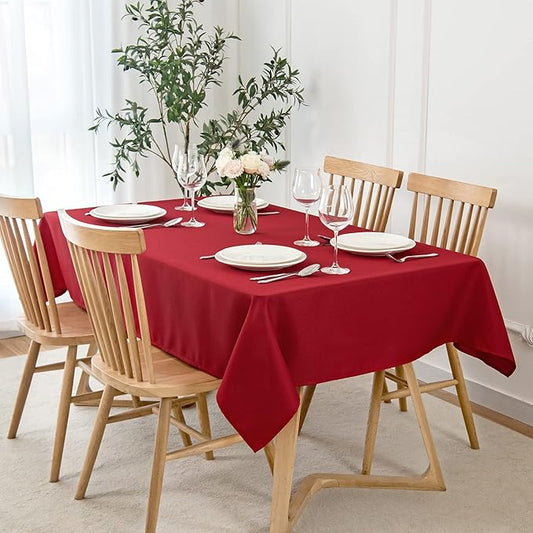 maxmill Jacquard Square Tablecloth Waterproof Spillproof Wrinkle Resistant Soft Textured Table Cloth for Dinner and Party Washable Polyester Fabric, Indoor and Outdoor Use, 60 x 60 Inch, Red