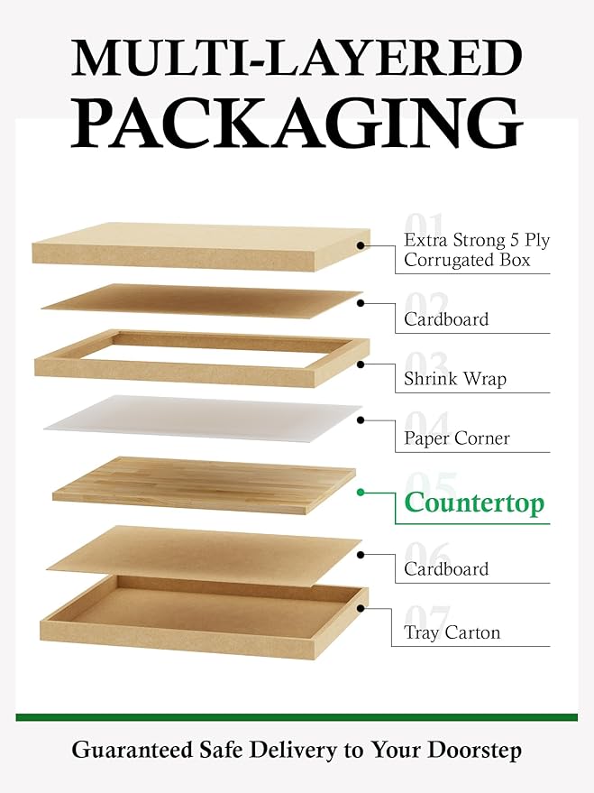 5FT Butcher Block Countertop Birch Solid Wood - 60" x 25" Table Top Butcher Block Cutting Board for Kitchen Island Living Dining Table Office Desk Workbench laundry Countertop Unfinished 1.5" Th
