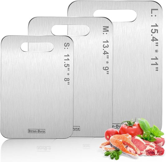 Stron-Dura Cutting Boards for Kitchen, Cutting Board, Foodgrade Stainless Steel Cutting Board for Meat,Fruit, Vegetables, Outdoor or Indoor, L 15 .4" * 11"