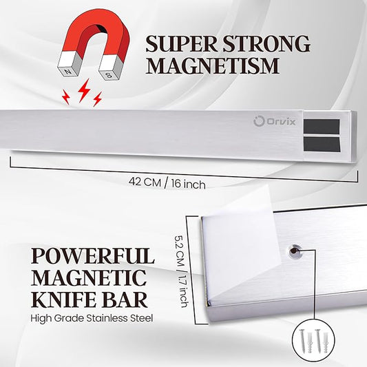 Magnetic Knife Holder for Wall, Knife Magnetic Strip with Extra Strong Magnet, 16 Inch Multi-Purpose Metal Knife Rack, Kitchen Utensil Holder, Organizers Home Kitchen & Garage Accessories