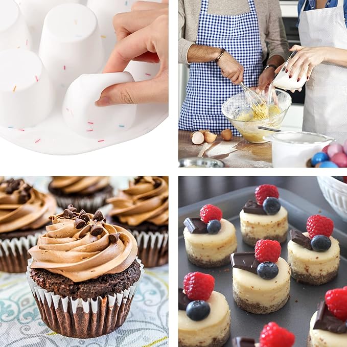 SHEbaking Silicone Egg Bite Molds Air Fryer Muffin Pan for Baking Non-Stick Silicone Egg Molds 7 Cups Air Fryer Cupcake Mold for Mini Muffins, Tart, Mini Cupcake BPA Free