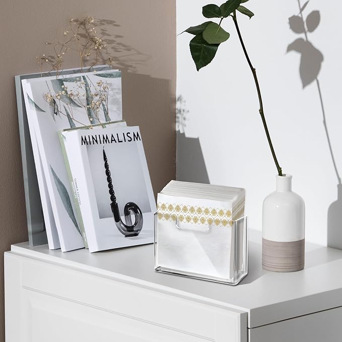 Acrylic Napkin Holder for Table – Clear Square Dispenser for Paper Napkins, Modern Square Paper Napkin Holders for Kitchen, Table Napkin Holder for Home, Hotel, Restaurant