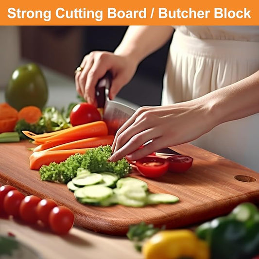 Gtencemen Large Acacia Wood Cutting Boards for Kitchen with Hanging – Big Wooden Cutting Board for Vegetables, Bread, Steak, Meat, Cheese, Charcuterie - BPA Free, 14" x 11"