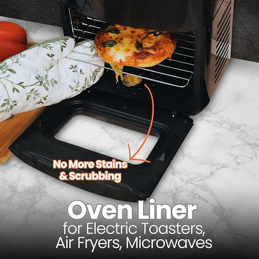 Buself Toaster Oven Liner – Compatible with Breville, Cuisinart, Black & Decker, Dash, and More – Nonstick Heat Resistant Reusable Air Fryer Liners, PFOA & BPA Free, 9x11", 4 Pack, Black