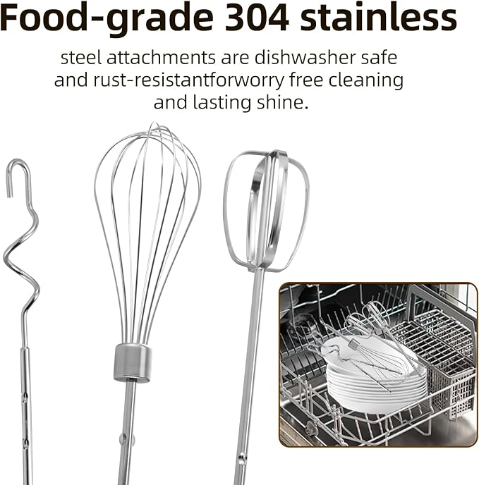 GELANGS-400W Hand Mixer with Turbo Boost - 5-Speed, One-Touch Release, Copper Motor - 3 Dishwasher-Safe Attachments - 110V Heavy Duty Mixer for Baking, Whipping & Dough