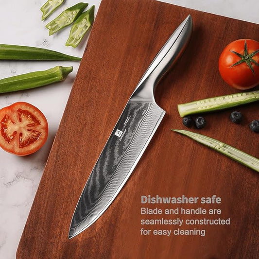 9C 8 Inch Chef Knife – Ultra-Smooth Cutting Experience,Effort-Saving Damascus Kitchen Knife,Professional Grade Sharp,Ergonomic Handle,9CR18MOV High Carbon Stainless Steel,Love's Gift Box