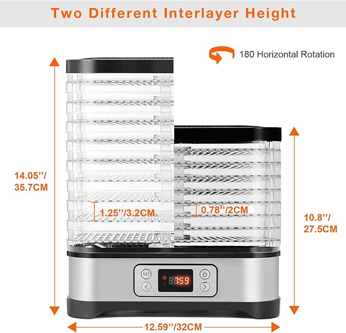 Food Dehydrator Machine, 400W 8 Trays Dehydrators for Food and Jerky with 72H Timer and 95-158℉ Temperature Control, BPA Free, Fruit Dehydrator for Fruit, Herbs, Meat, Veggies and Dog Treats, Upgraded