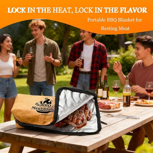 21in BBQ Blanket for Resting Meat Smoking Grilling Meat Insulated Bag for Turkey, Brisket, Beef & Pork Shoulder Reusable BBQ Accessories Gifts for Men, Dad