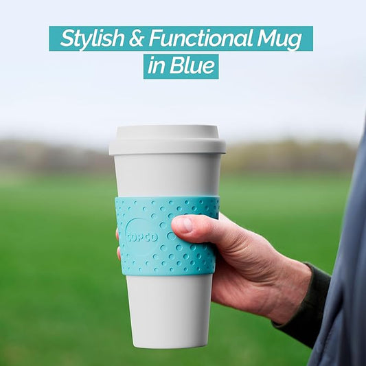 Copco Acadia 16 oz Travel Mug - Insulated Reusable Coffee Tumbler with Double-Walled Plastic, Leak-Proof Lid, BPA-Free - Portable Mug for Hot & Cold Drinks, Cup Holder Friendly (Azure Blue)