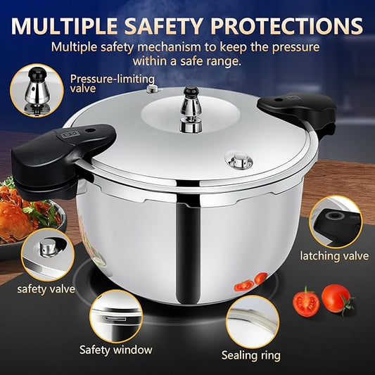 KAIVESEA 12Qt Pressure Cooker Stainless Steel Commercial Stove Top Pressure Cooker Pot Used for Pressure Foodie or Steaming Compatible with Gas & Induction Cooker