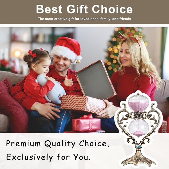 Sand Timer 30 Minutes,Hour Glass,Metal Vintage Hourglass,Hourglass Decor,for Home Decoration Office Desk Wedding Party Decor Kitchen Timer (FCopper Heart, 30 Min)