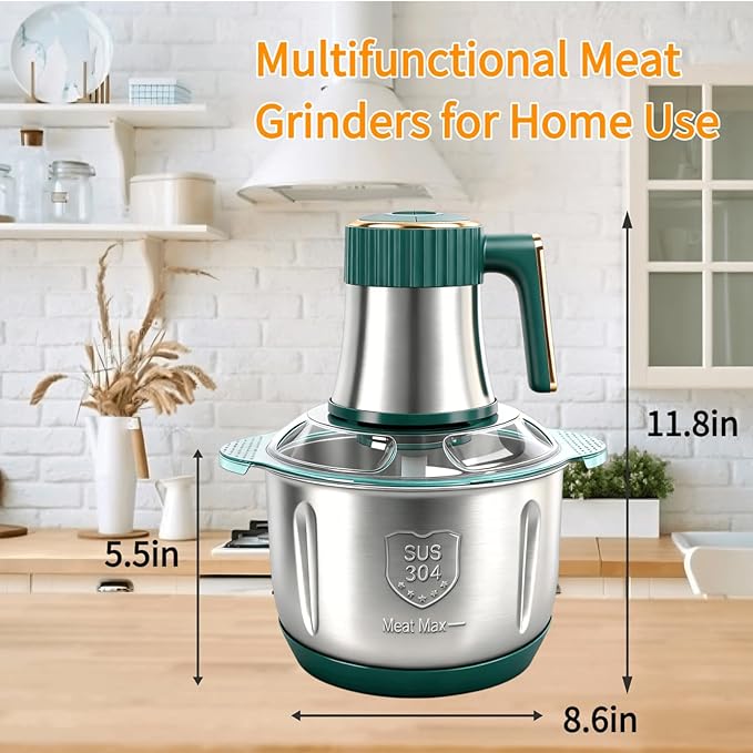 SPEHKAOO Food Processor,5-Speed Electric Food Chopper,Meat Grinder 5L(20Cups) with Two 6-Blade Sets,500W Powerful Vegetable Chopper Used for Dough Mixing,Meat, Nuts, Fruits, Garlic and Vegetables