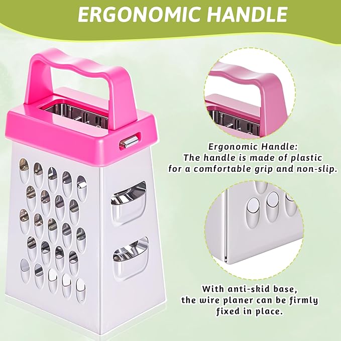 6 Pcs Mini Cheese Grater Professional Box Grater Stainless Steel Fine Coarse Handheld Slicer with 4 Sides Small Box Food Shredder Safe Zester for Kitchen Cheese Garlic Ginger Vegetable Potatoes