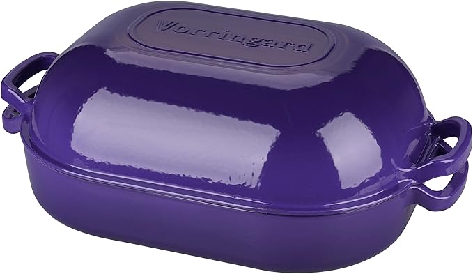 VORRINGARD Large Cast Iron Dutch Oven Dome Pot with Lid, Enameled Bread Oven, Bread Pan for Homemade Sourdough Bread Baking, 9QT, Purple
