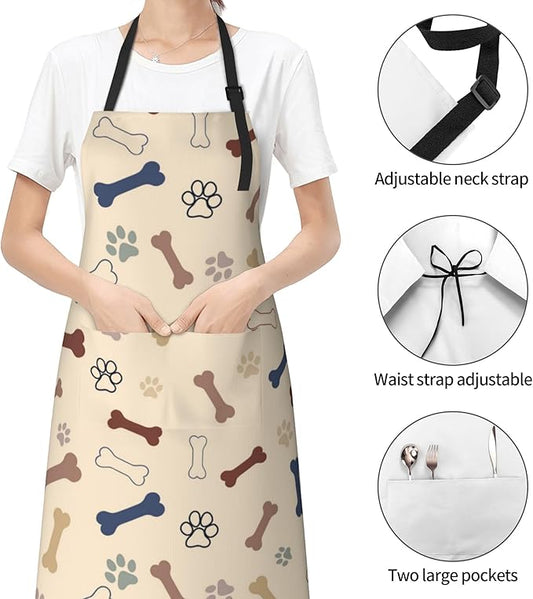 Apron with Pockets Aprons for Women Men Kitchen Chef Apron for Cooking Gardening Server Waitress Painting