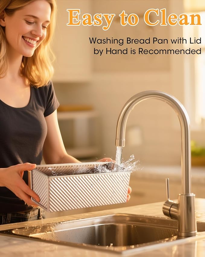 Pullman Loaf Pan with Lid: 2lb Dough Capacity Carbon Steel Nonstick Bread Pan for Oven Baking - for Homemade Sourdough and Sandwich Bread - Essential for Home Bakers Family Kitchen (1 Pack)