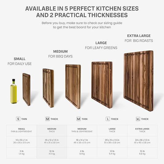 Teakhaus Cutting Board - Medium (M) Wood Cutting Board with Juice Groove - Holiday Gift Ideas for Men and Women - Gift-Ready, Reversible, Edge Grain Wood, Knife Friendly - FSC Certified