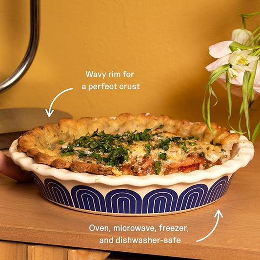 Great Jones Sweetie Pie 10 inch Ceramic Pie Dish (Blueberry) | Pie Pan for Baking Quiches, Pot Pies & More | Durable, Round Oven Safe Baking Dish 500°F | Microwave & Dishwasher Safe