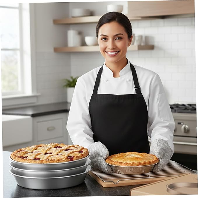 Hbbgdiy Pie Baking Dish Set 3 Pack 9.5 Inch Stainless Steel Pie Pans Stackable Oven Safe Round Plate for Baking Kitchen Cooking Tart Quiche Dessert