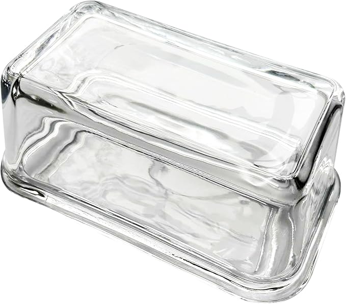Fox Run Glass Butter Dish With Cover, Clear Butter Dish For The Counter or Refrigerator