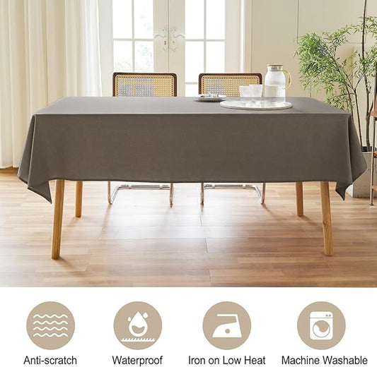 AUSSPVOCT 2 Pcs Textured Linen Table Cloth for Rectangle Table - 52x70 Inch Cloth Tablecloth Rectangular Waterproof Washable Fabric Dining Table Cover for Christmas Holiday Party Kitchen Decor