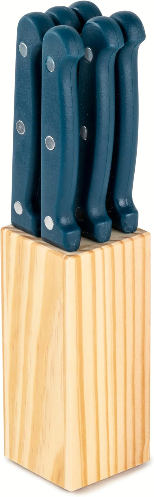 Core Kitchen Set of 6 Colorful Kitchen Steak Knives - 4.5" Blade - Sapphire