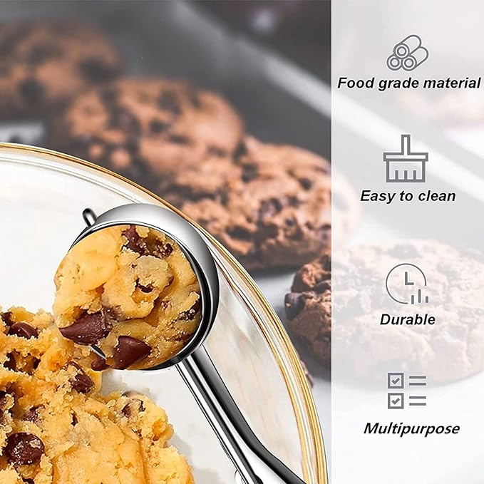 Extra Mini Cookie Scoop for Baking, 1 tsp / 5 ml Cookie Scooper, 18/8 Stainless Steel Cookie Scooper for Baking, Cookie Dough Scoop with Non-slip Grip (#110 25mm)