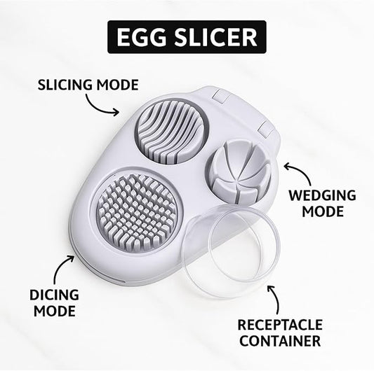 Egg Slicer for Hard Boiled Eggs – 3 in 1 Heavy Duty Stainless Steel Cutter, 3 Ways to Slice, Egg Dicer, Egg Chopper, Boiled Slicer, OXO Egg Slicer Alternative, Metal Egg Cutter