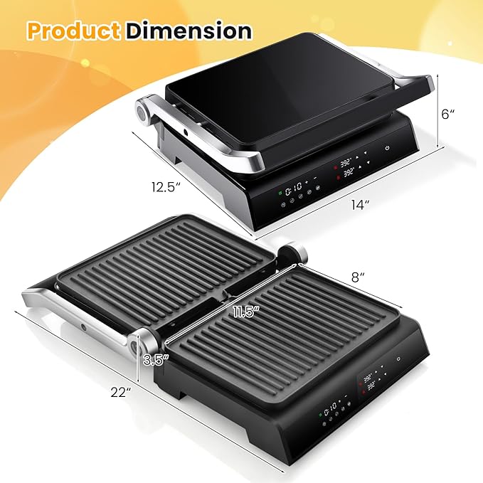 Panini Grill Press Sandwich Maker, 3 In 1 Sandwich Maker with Removable Plates & Led Display, 1200w Panini Press Machine for Toaster, Bread, BBQ, Vegetable