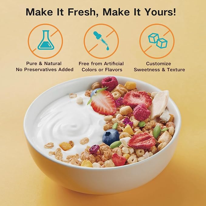 1.7 Quart Yogurt Maker with Stainless Steel Bowl, 9 Glass Jars, Digital Timer, Temperature Control, BPA-Free, Easy-to-Use, Family-Sized for Homemade Probiotic Yogurt, Dishwasher Safe