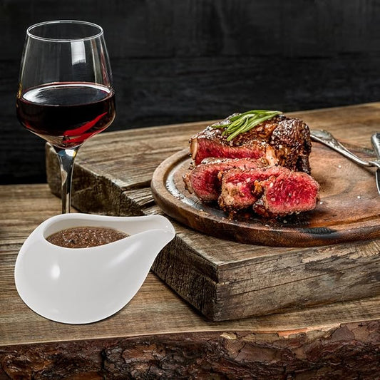 Hemoton Ceramic Gravy Boat 8Oz White Sauce Server with Boat Shape Design for Serving Gravy Sauces Creams and Seasonings at Home and Restaurant